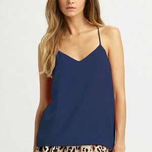 Tibi 100% Silk Navy Racerback Tank